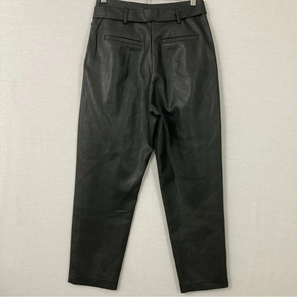 BCBGMaxAzria Faux Leather Belted Straight Leg High Rise Pants size Small - Picture 9 of 10